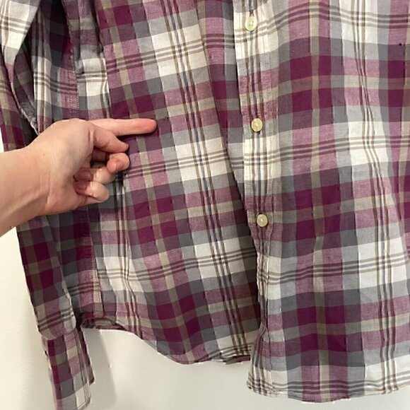 J. CREW Mens Madras Shirts Tailored Purple Gray Plaid Long Sleeve Button Down L - Picture 9 of 15